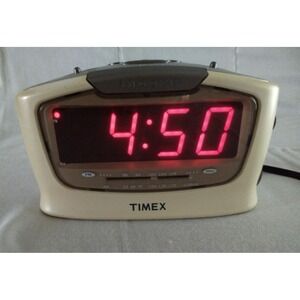 Timex Jumbo Display Clock Radio AM/FM Pearlized White T254W Battery‎ Backup